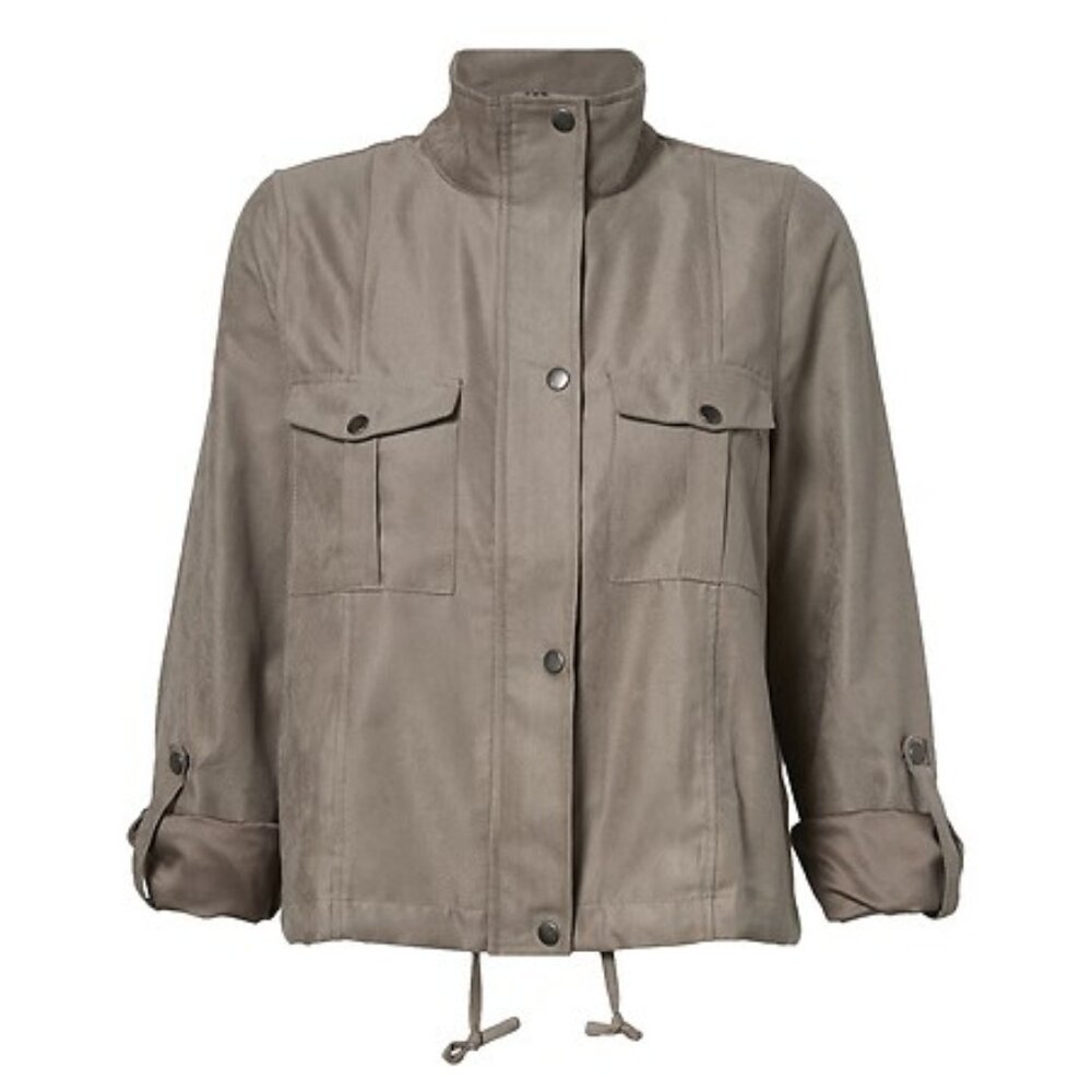 Taupe Utility Jacket with Drawstring Hem